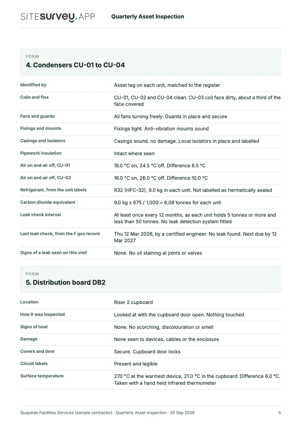 Asset inspection report, page 5