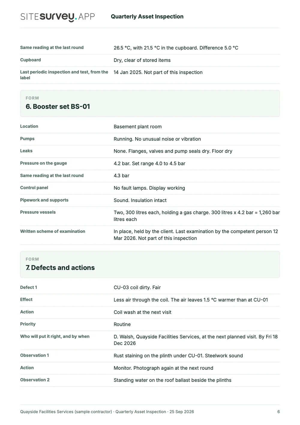 Asset inspection report, page 6