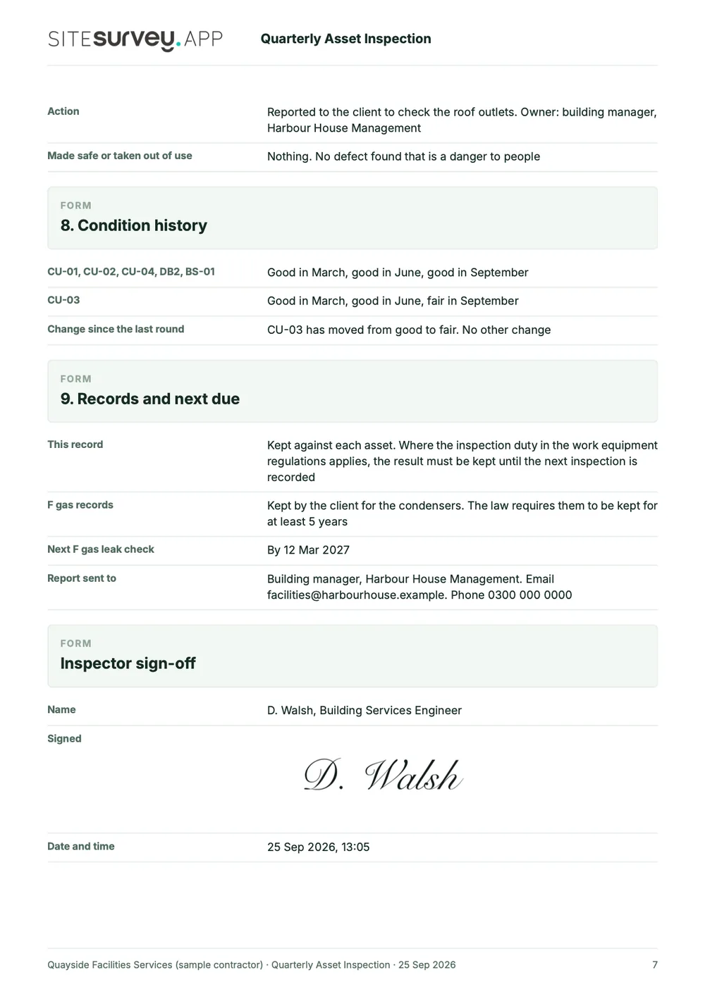 Asset inspection report, page 7