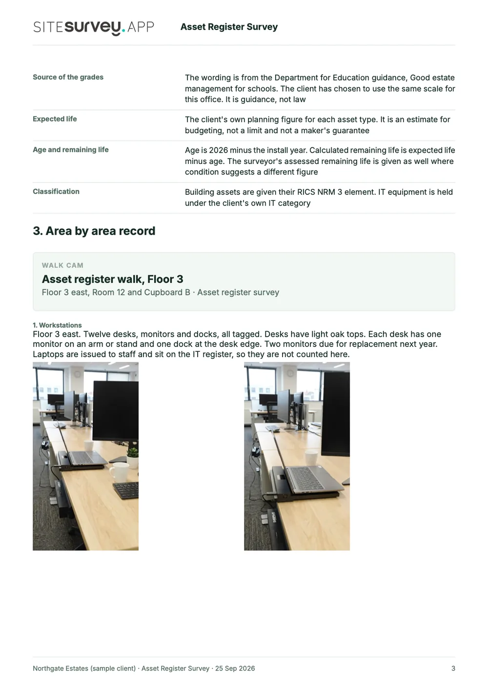 Asset register survey report, page 3