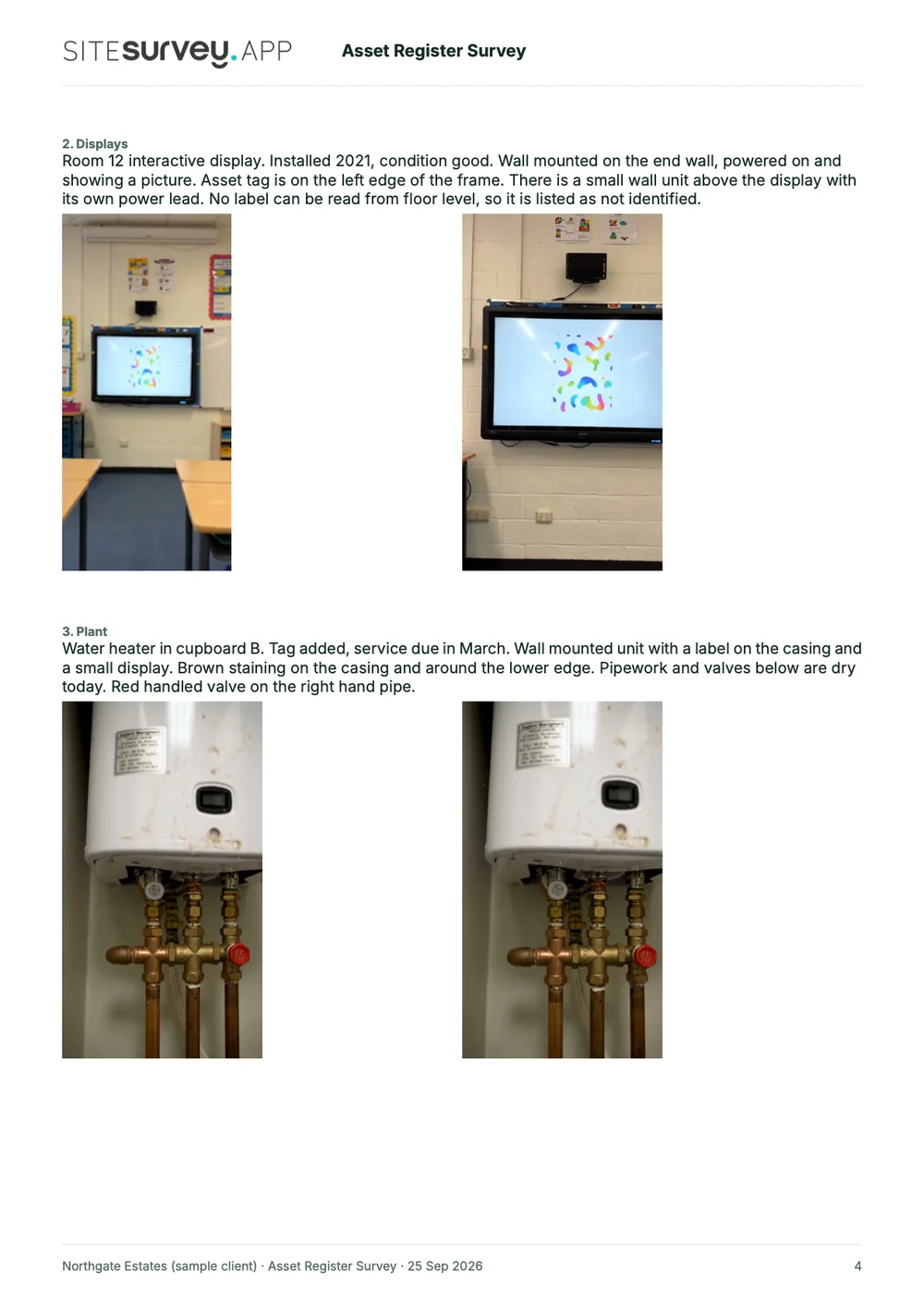 Asset register survey report, page 4