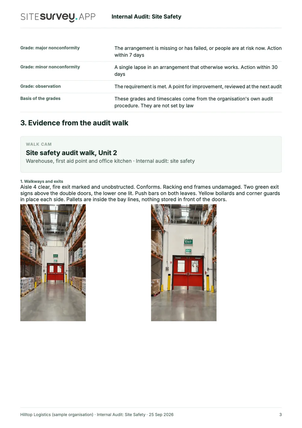 Internal audit report, page 3