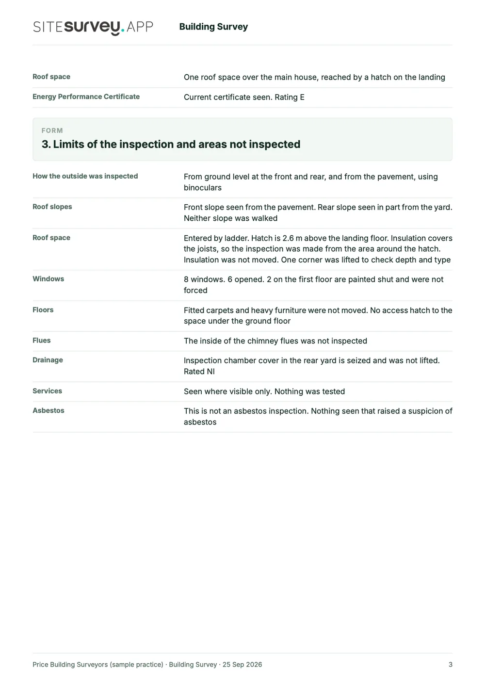 Building survey report, page 3