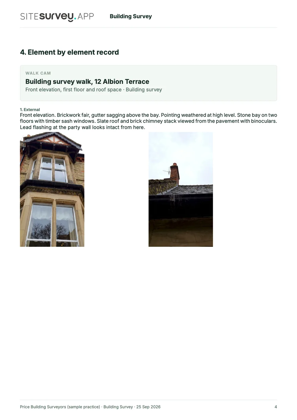 Building survey report, page 4