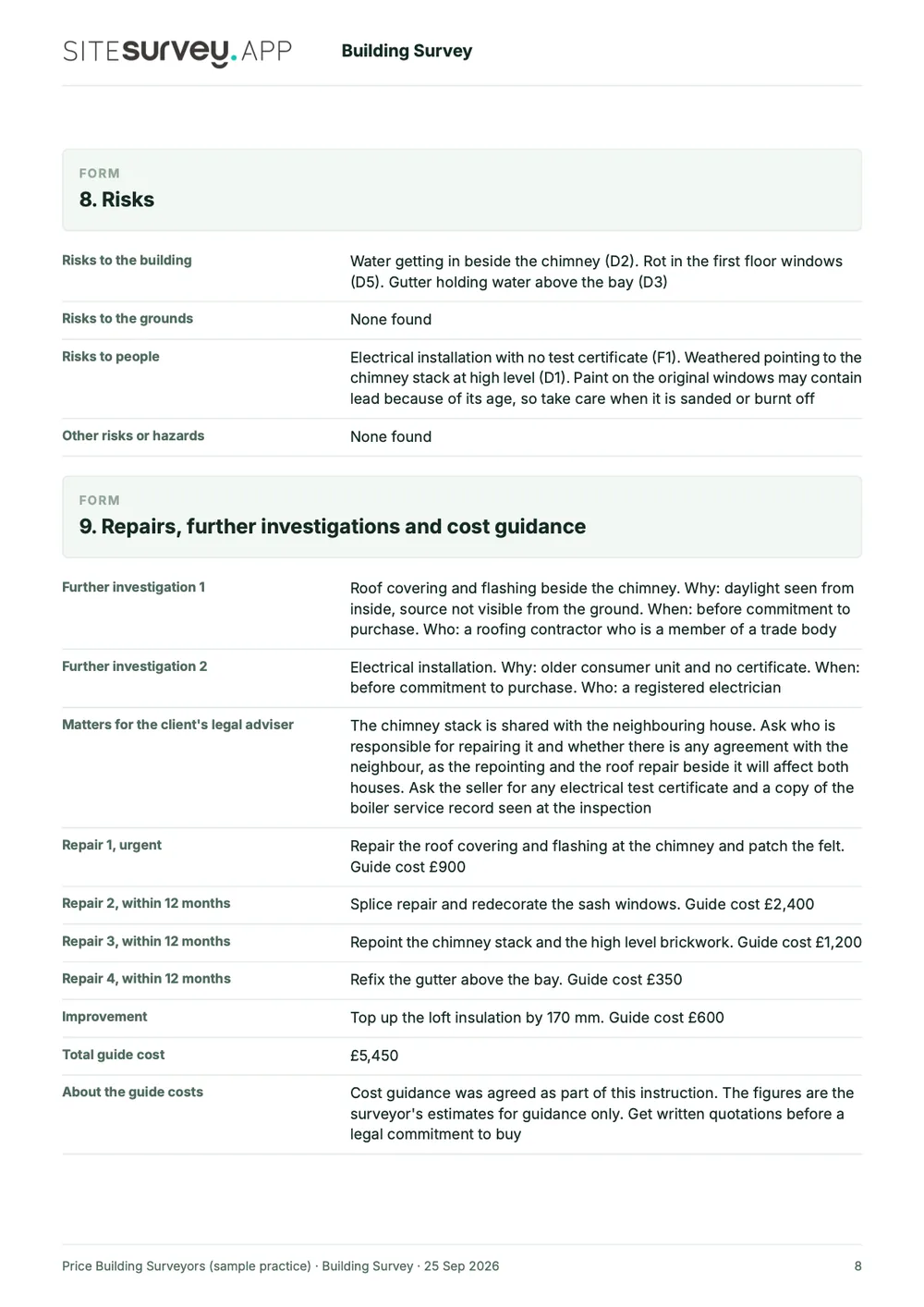 Building survey report, page 8