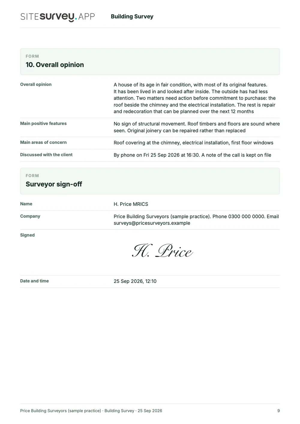 Building survey report, page 9