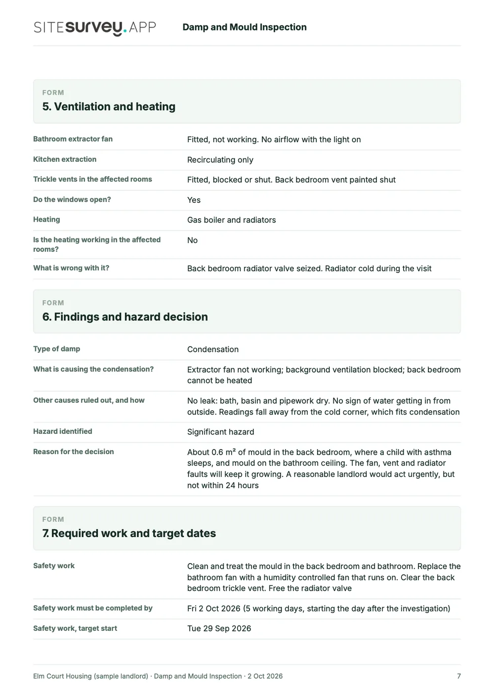Damp and mould inspection report, page 7