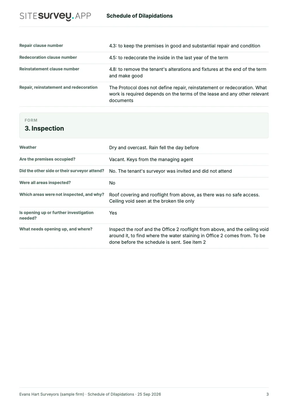 Dilapidations survey report, page 3
