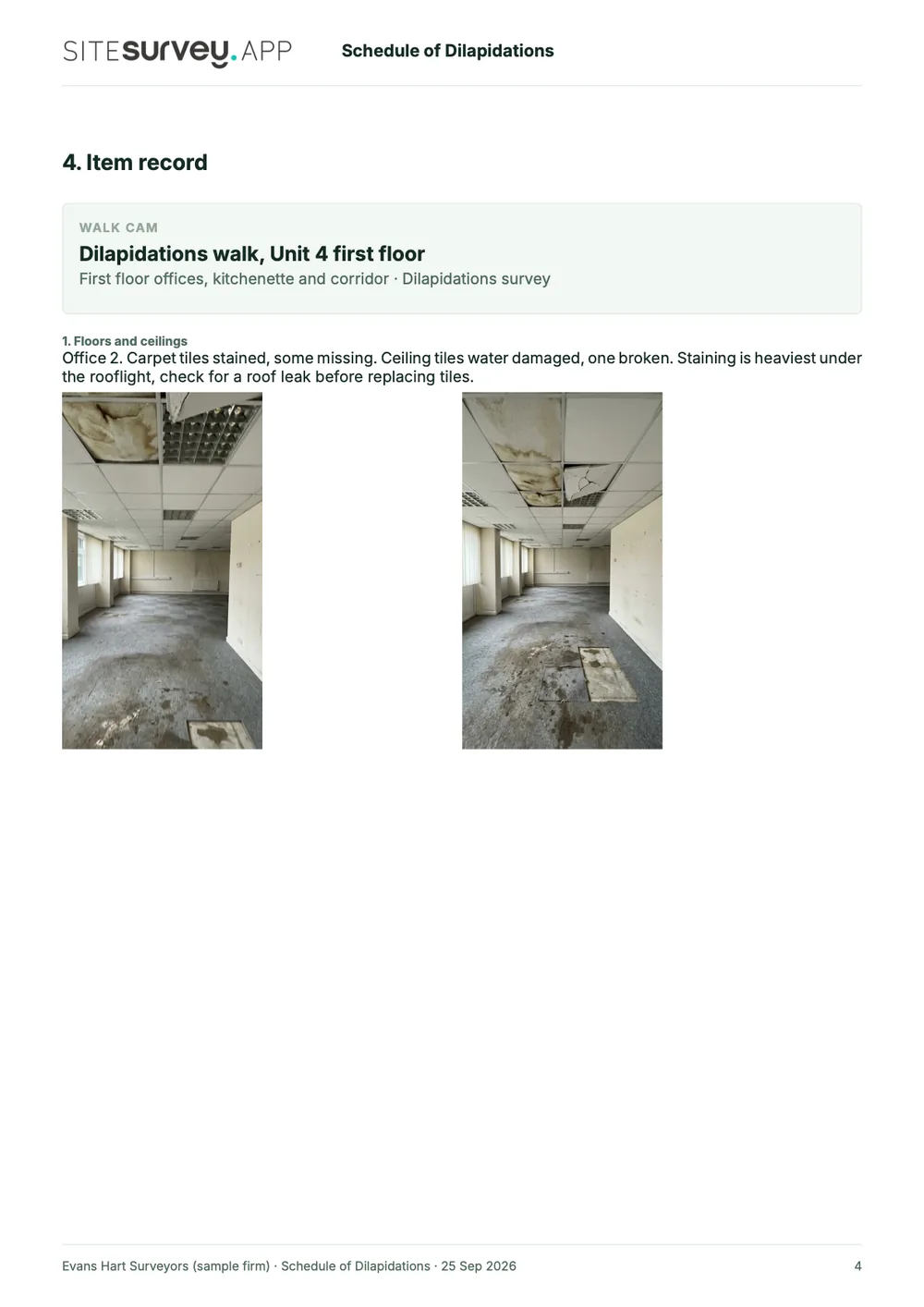 Dilapidations survey report, page 4