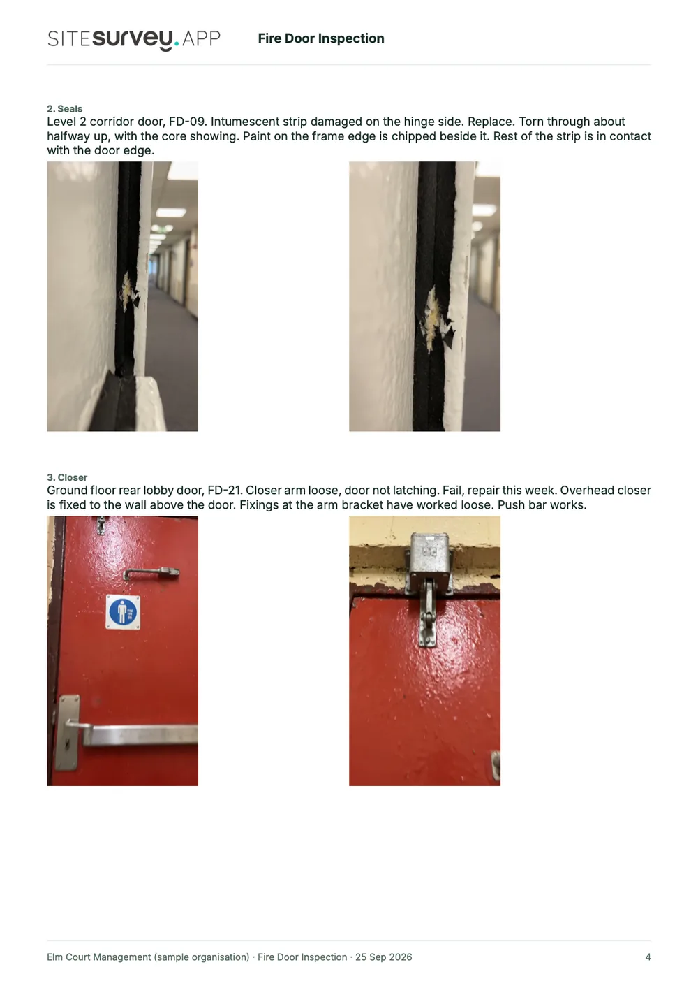 Fire door inspection report, page 4