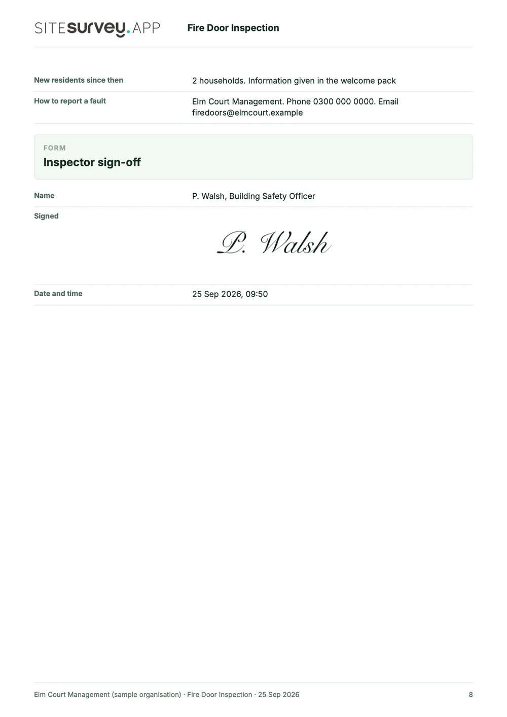 Fire door inspection report, page 8