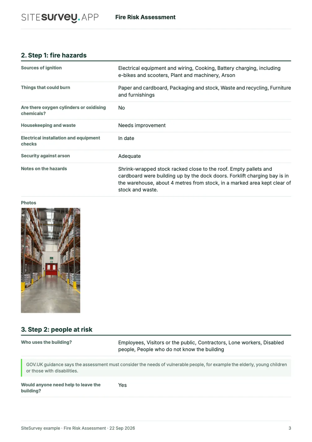 Fire risk assessment, page 3