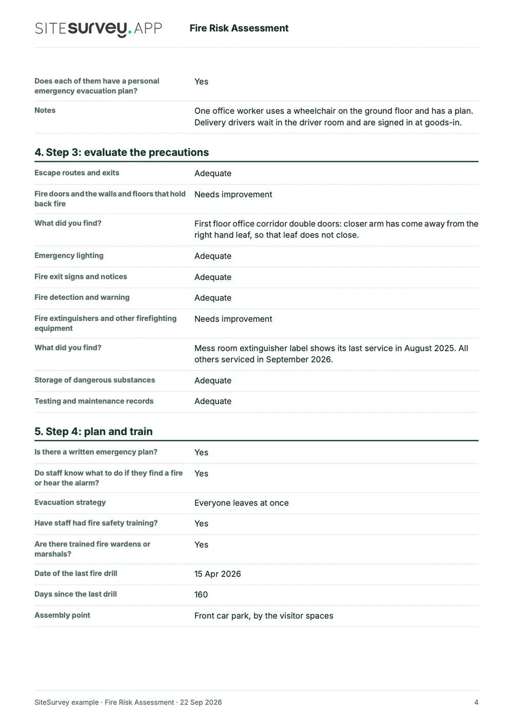 Fire risk assessment, page 4