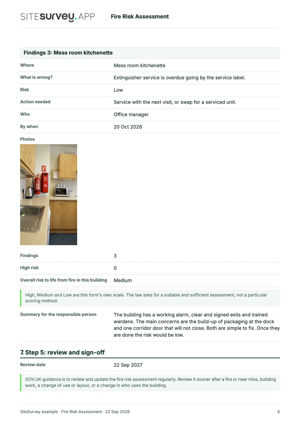 Fire risk assessment, page 6