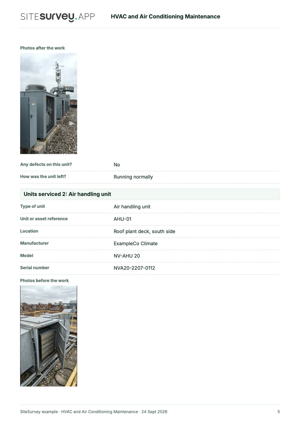HVAC service report, page 5