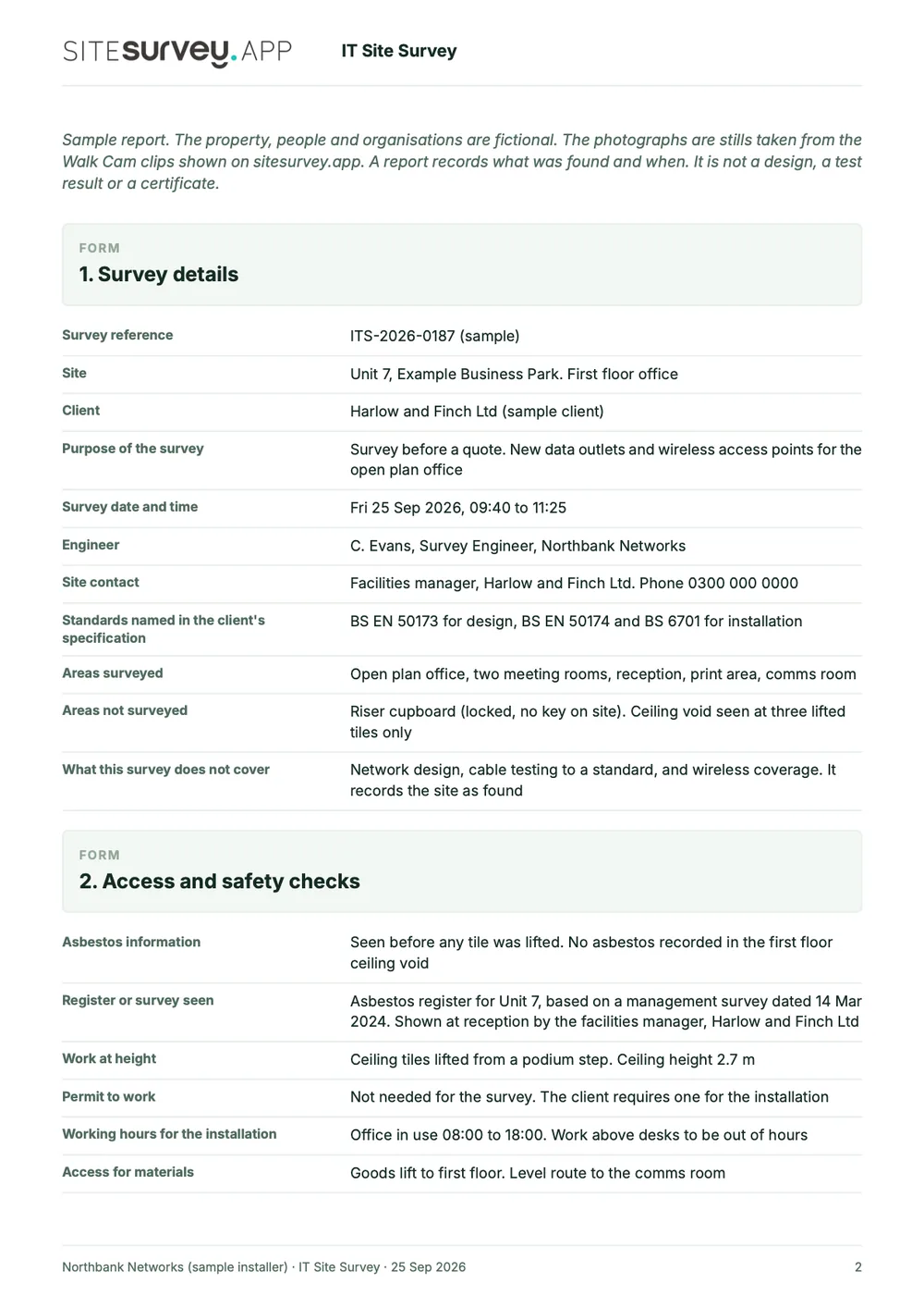 IT site survey report, page 2