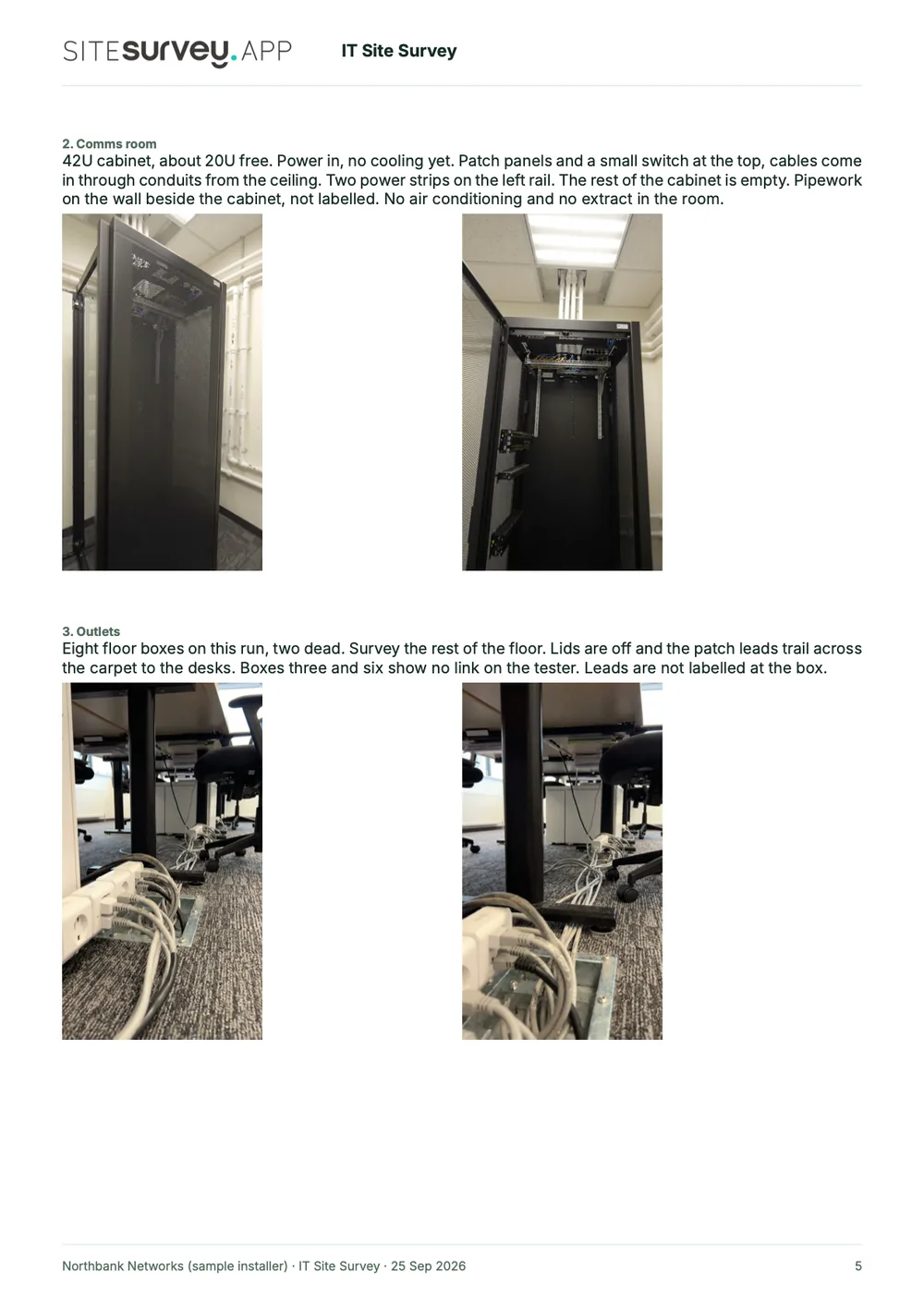 IT site survey report, page 5