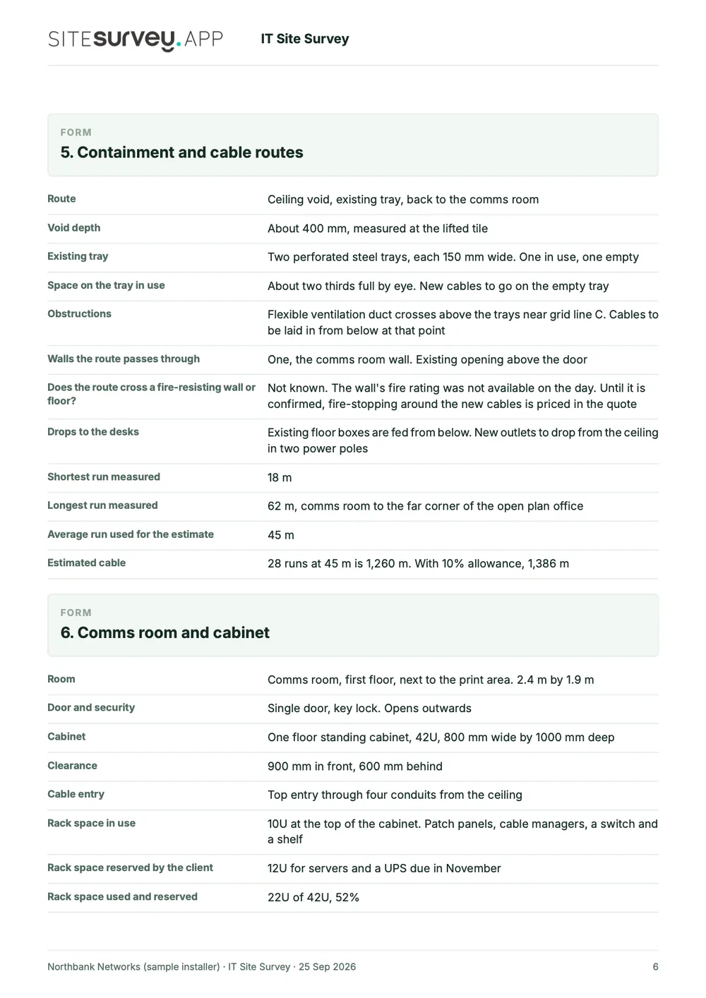 IT site survey report, page 6