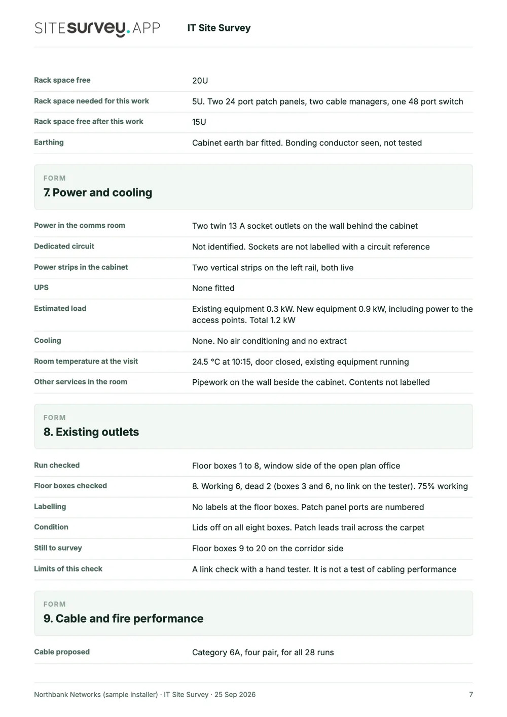 IT site survey report, page 7