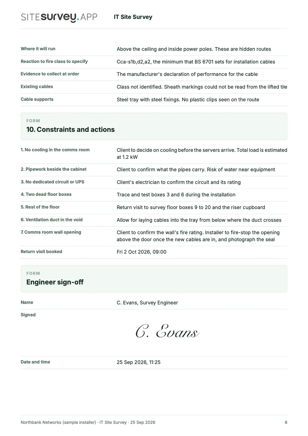 IT site survey report, page 8