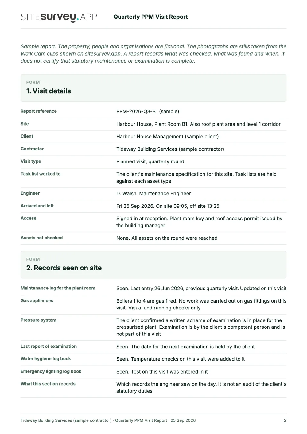 PPM visit report, page 2