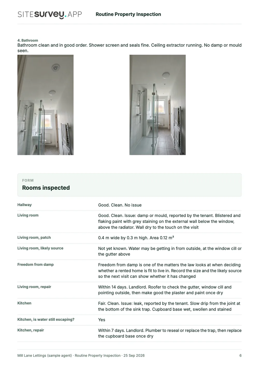 Routine property inspection report, page 6