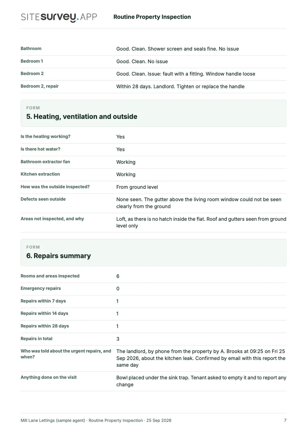 Routine property inspection report, page 7