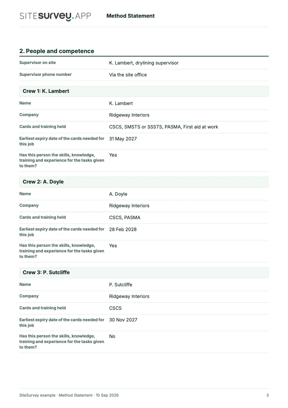 Method statement, page 3