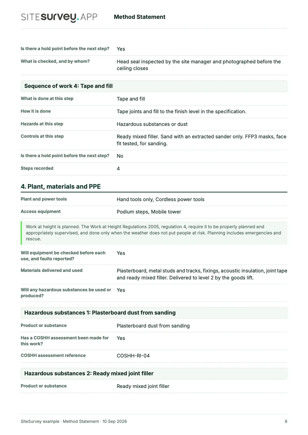 Method statement, page 6