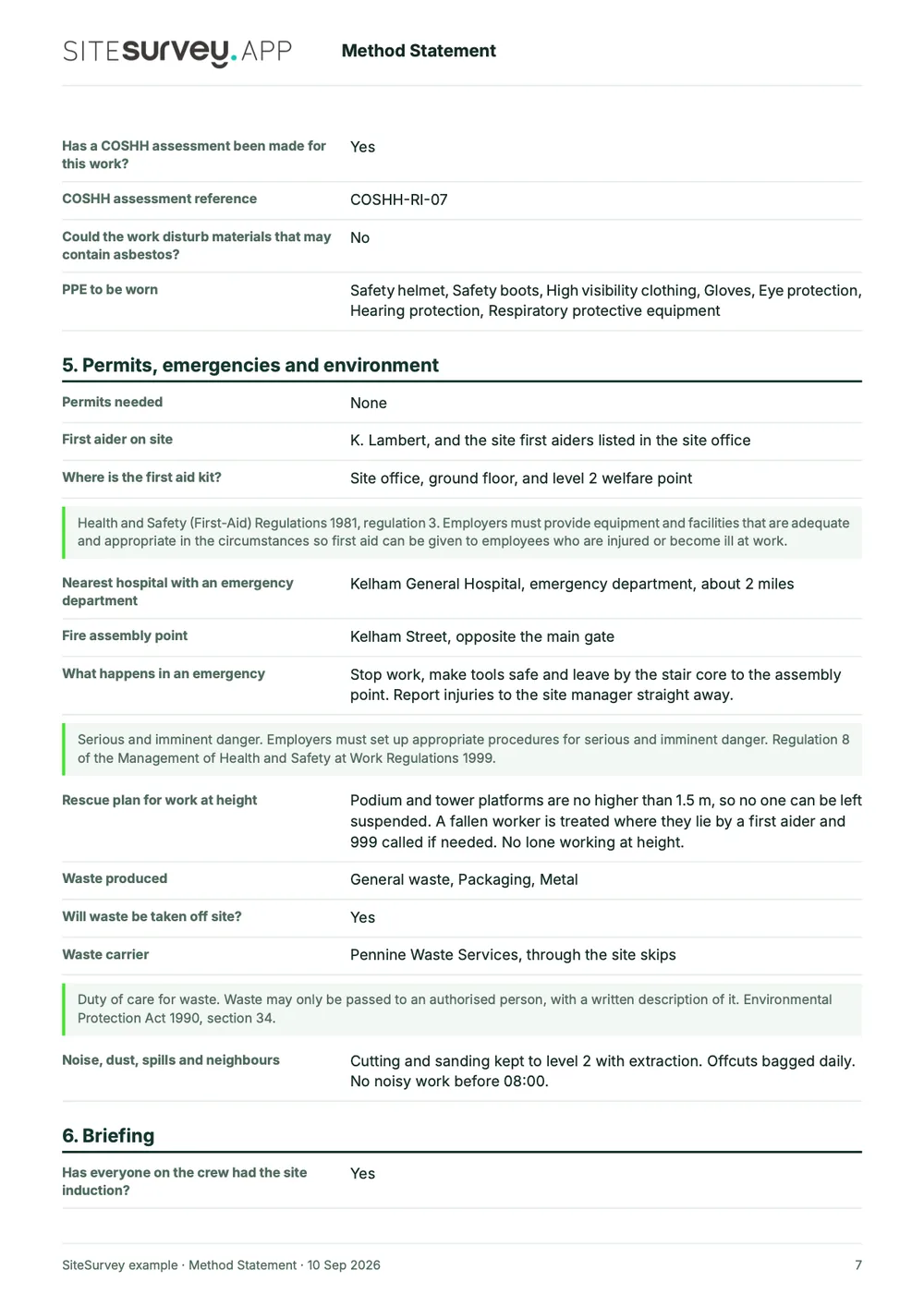 Method statement, page 7
