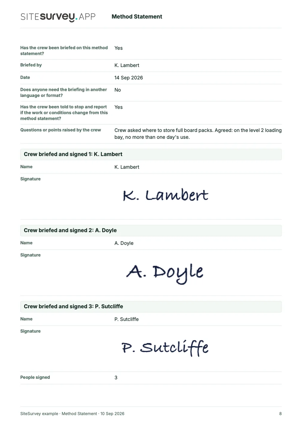 Method statement, page 8