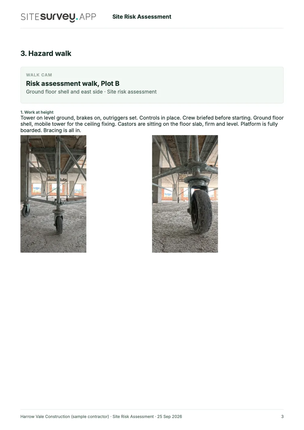 Site risk assessment report, page 3