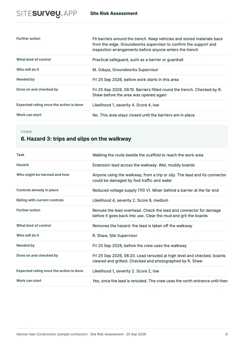 Site risk assessment report, page 6