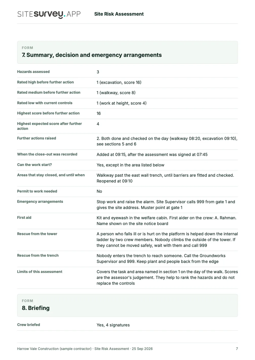 Site risk assessment report, page 7