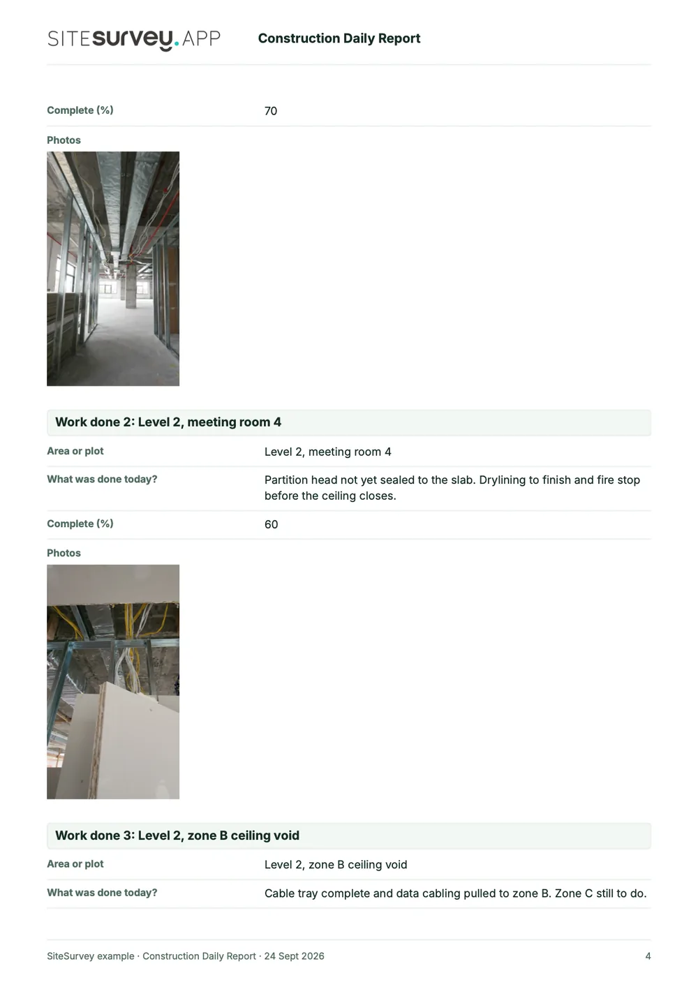 Construction daily report, page 4