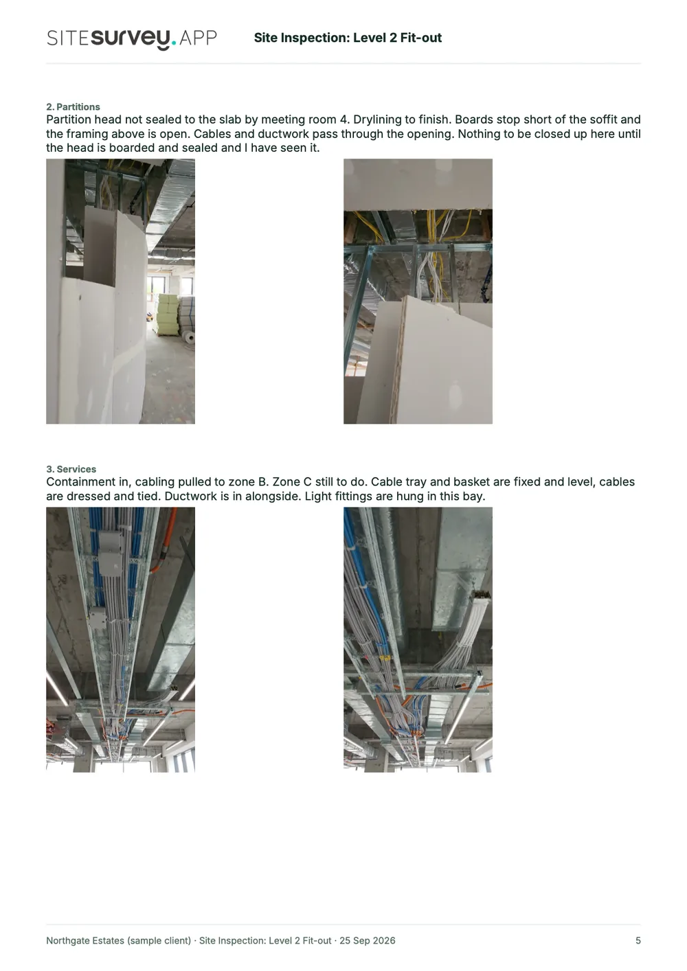 Site inspection report, page 5