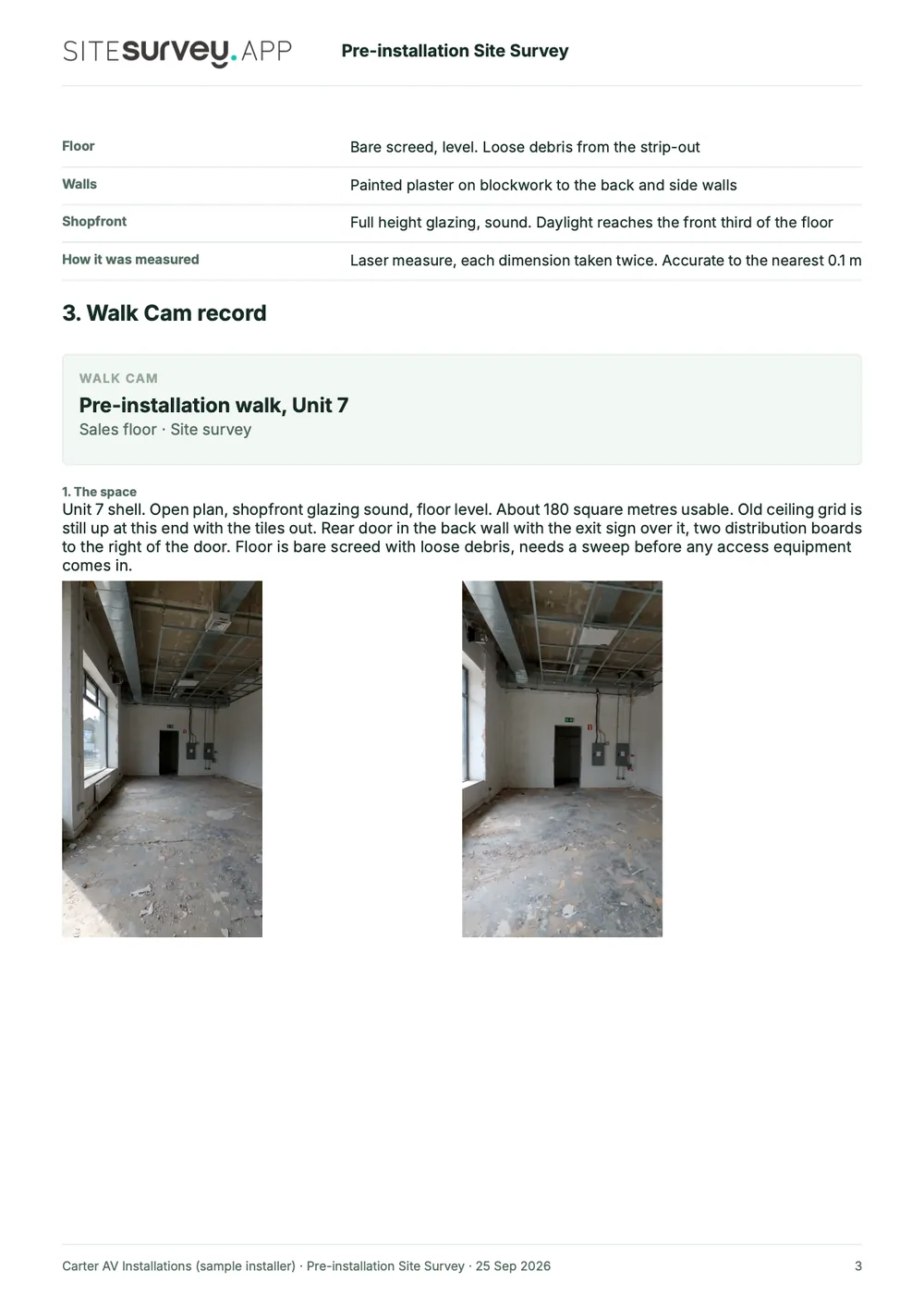 Site survey report, page 3