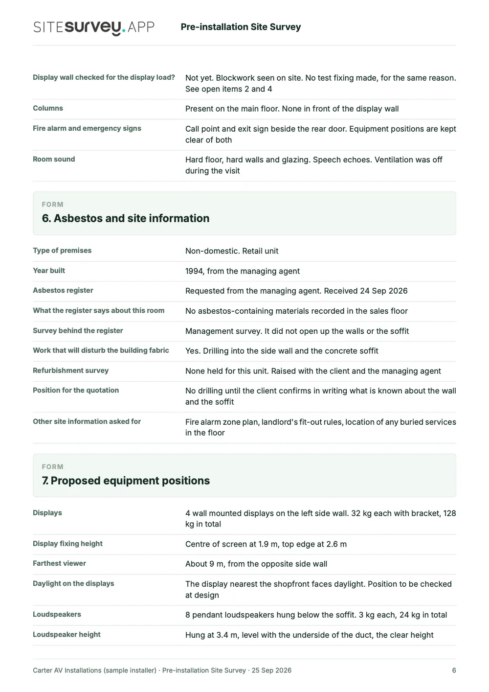Site survey report, page 6