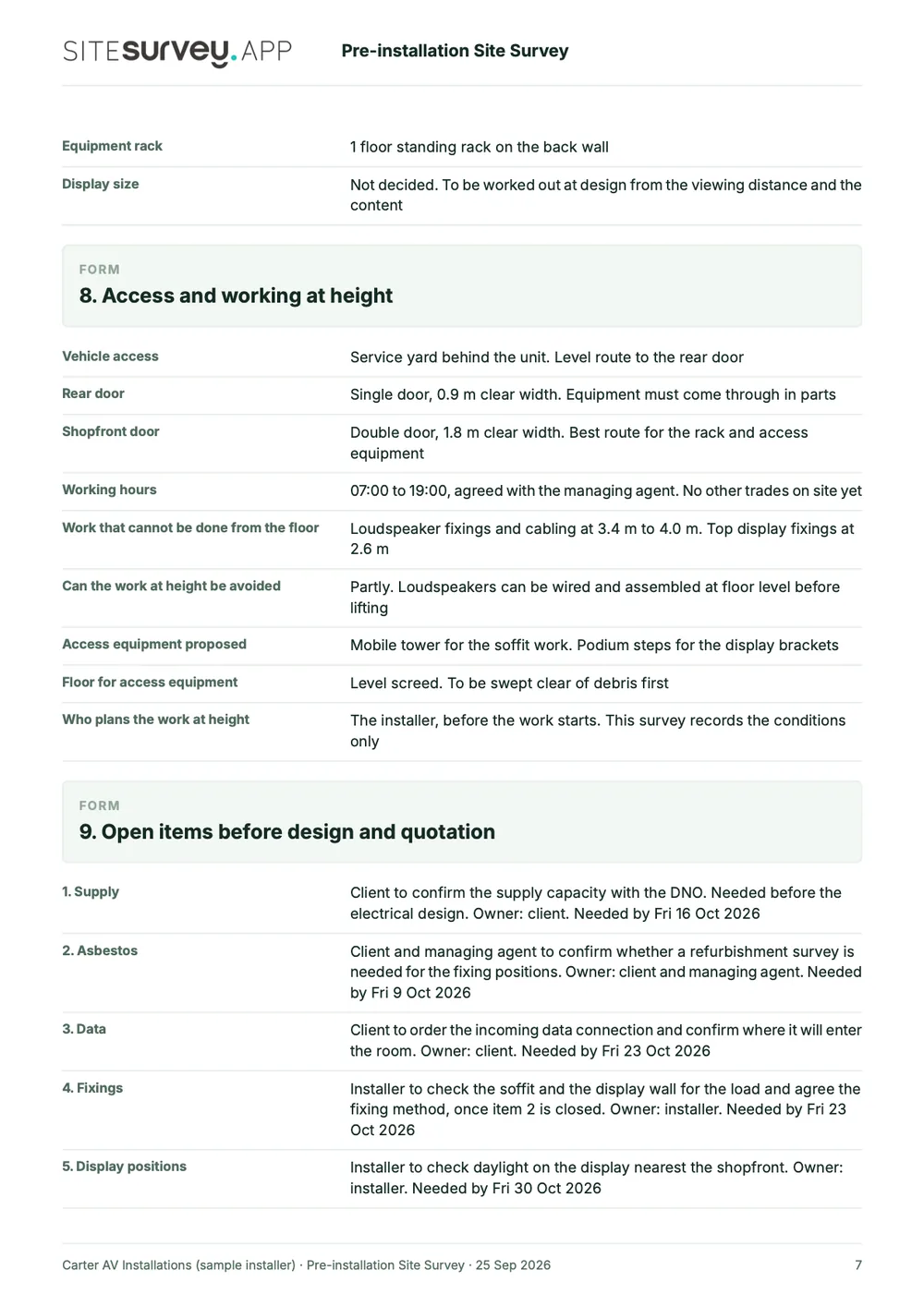 Site survey report, page 7