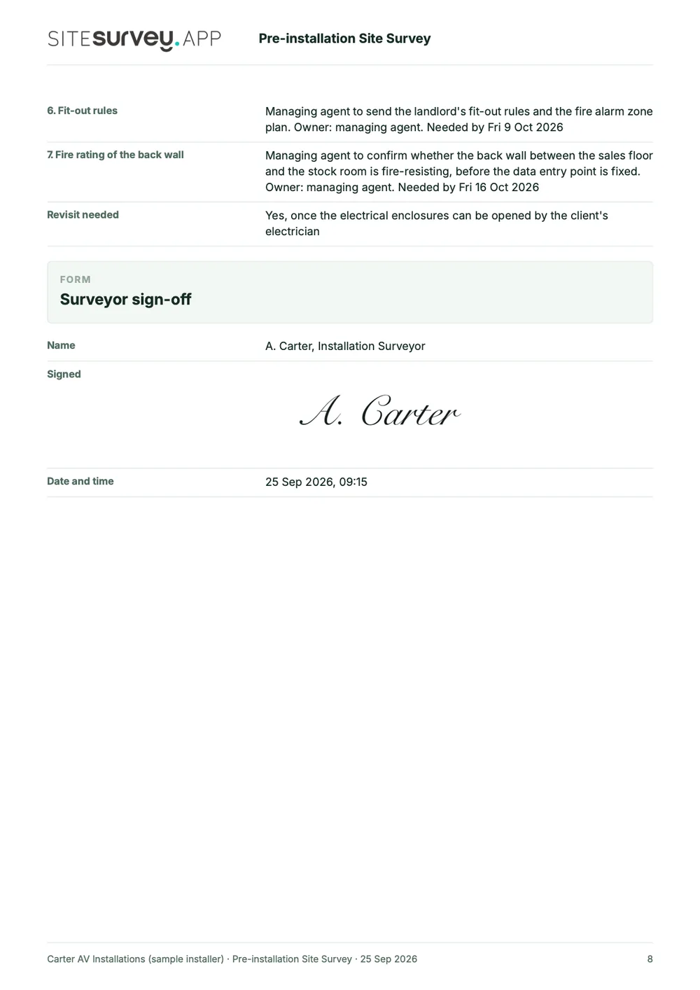 Site survey report, page 8