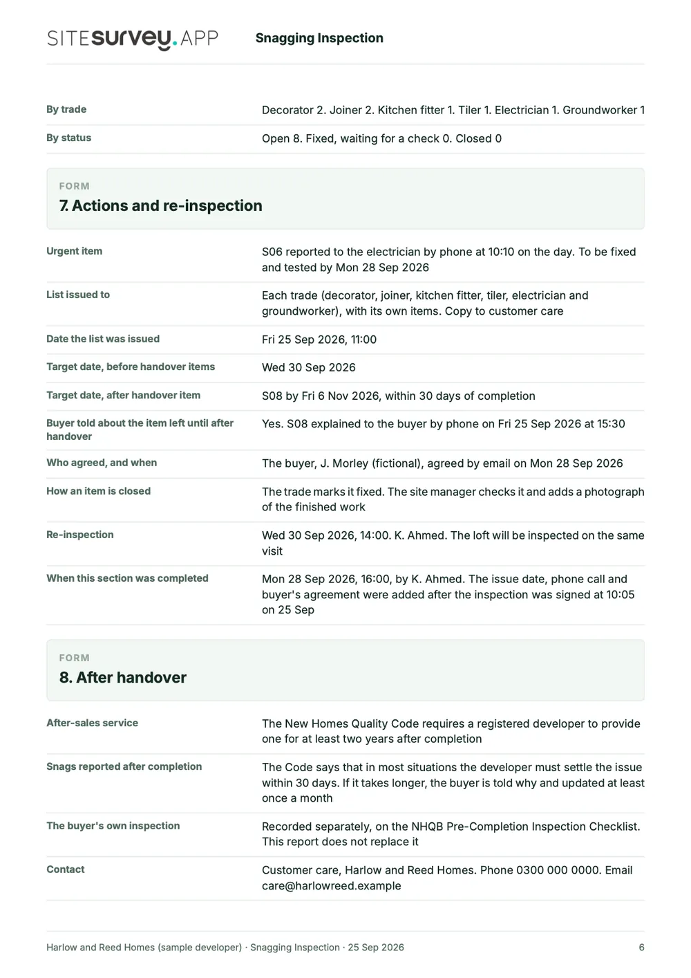 Snagging inspection report, page 6