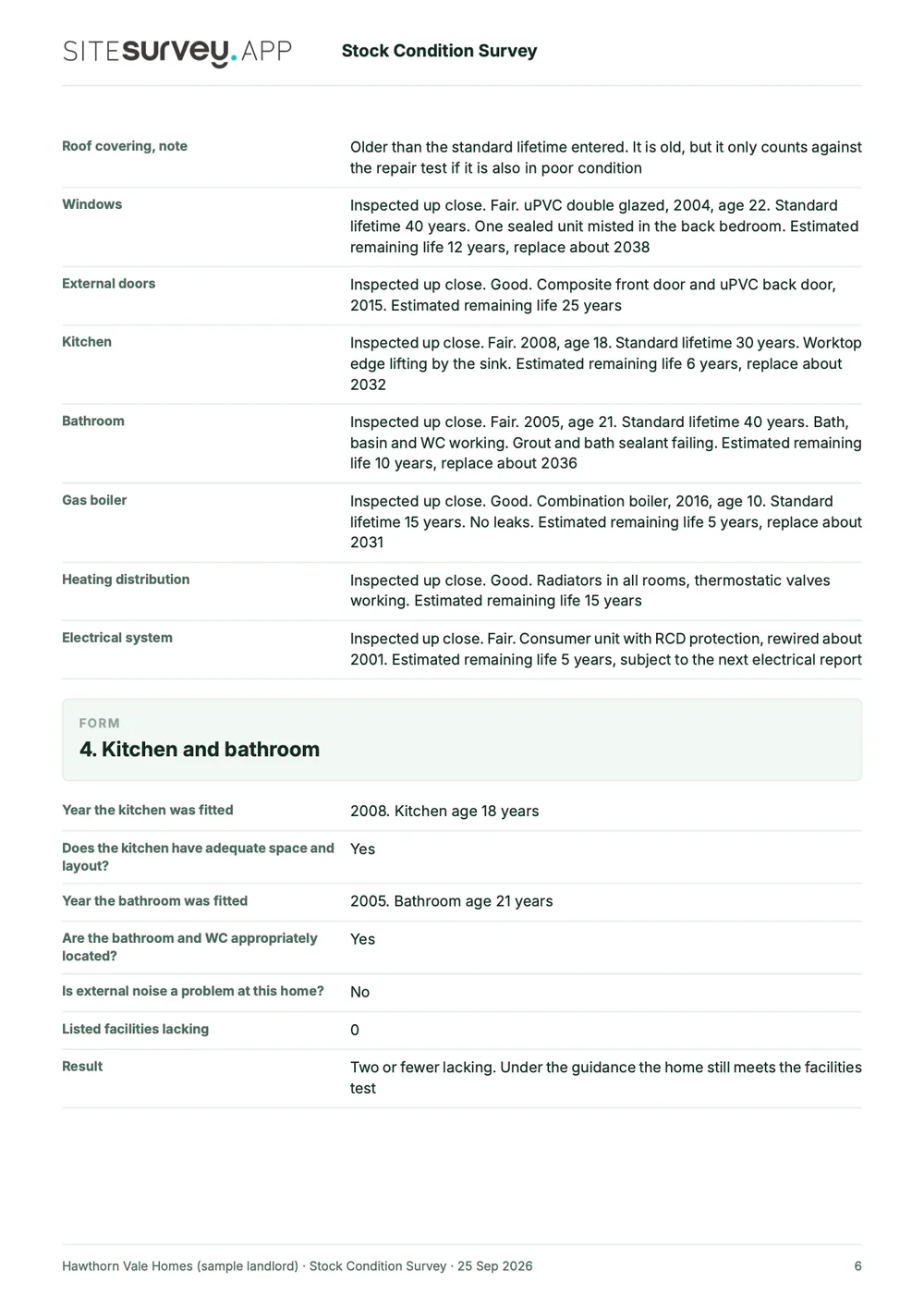 Stock condition survey report, page 6