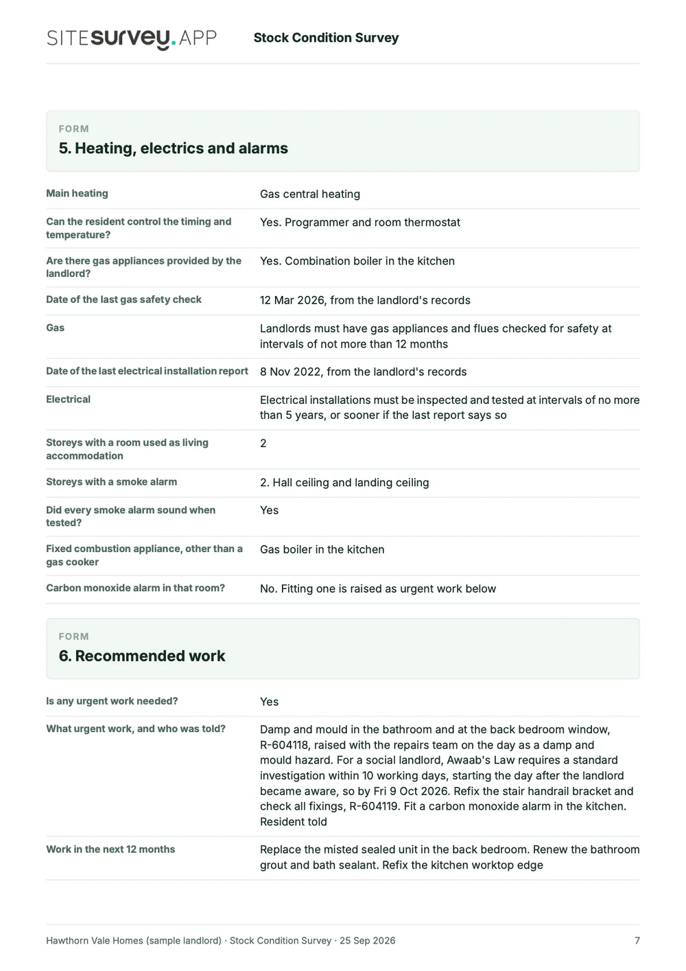 Stock condition survey report, page 7