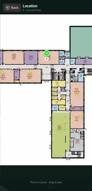 Opening a space location on the floor plan in the mobile app